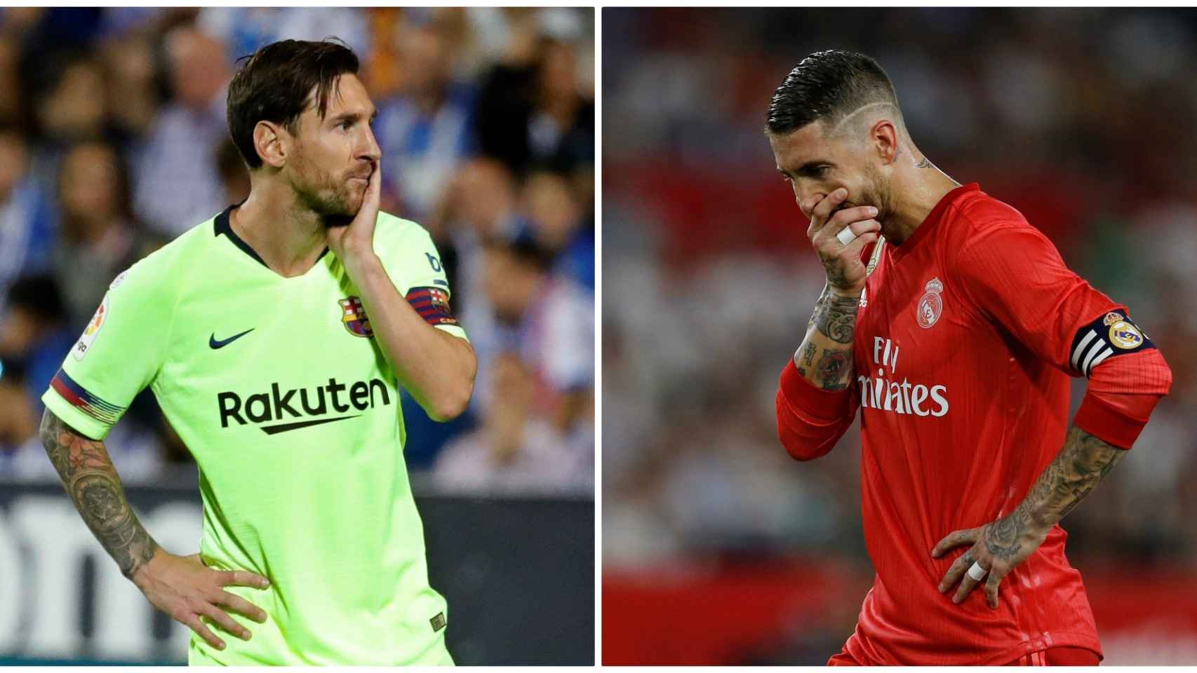 Messi y Ramos se lamentan tras caer en la última jornada.
