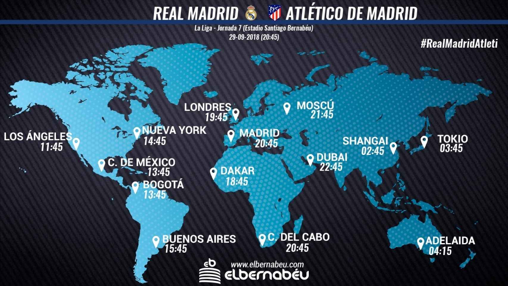 Horarios del Real Madrid - Atlético de Madrid