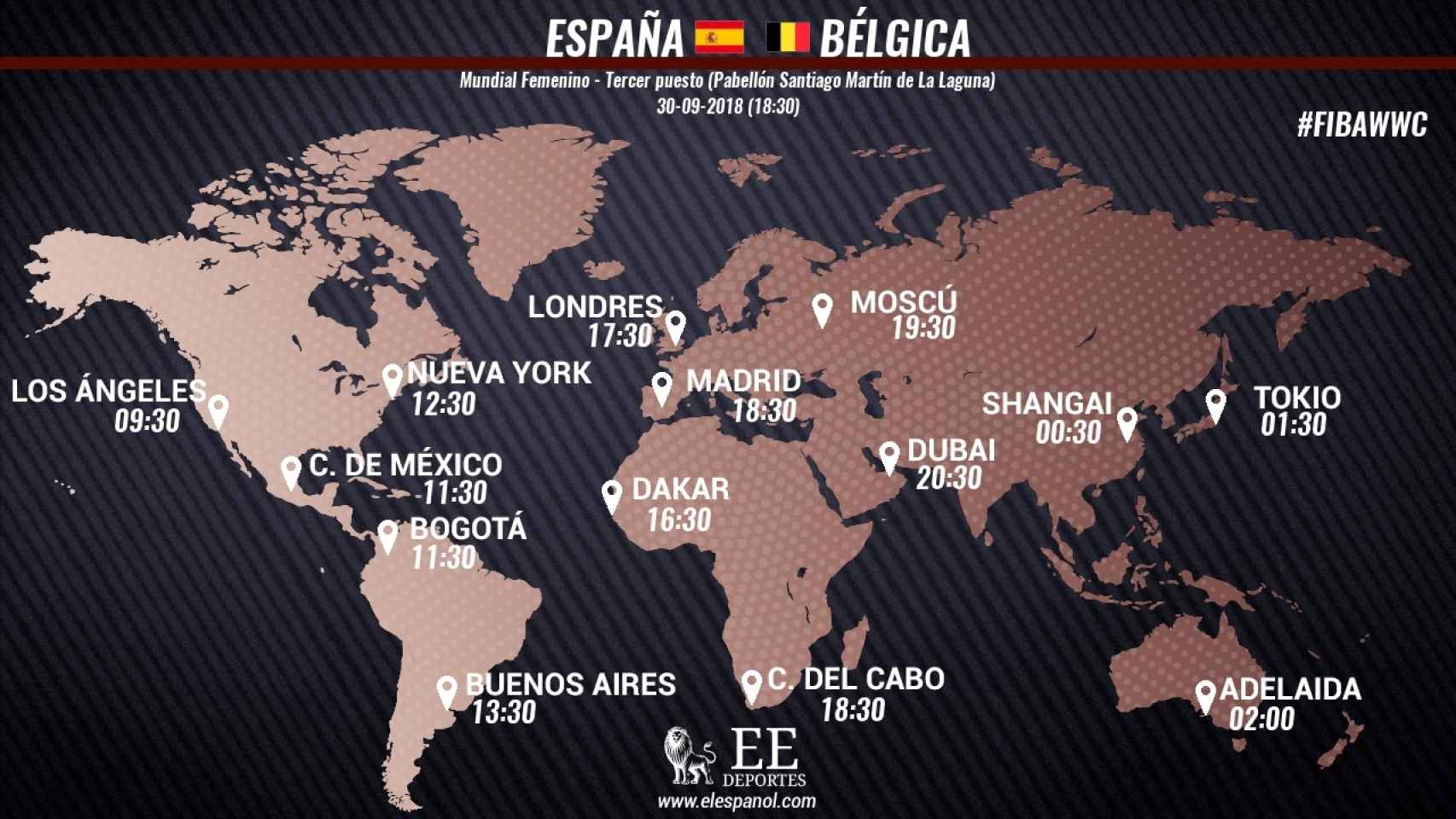Horario del España - Bélgica