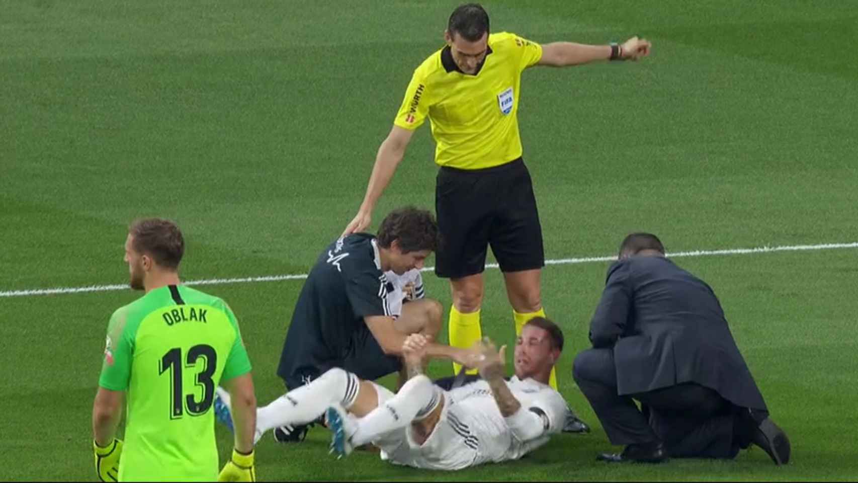 Sergio Ramos, herido en la ceja