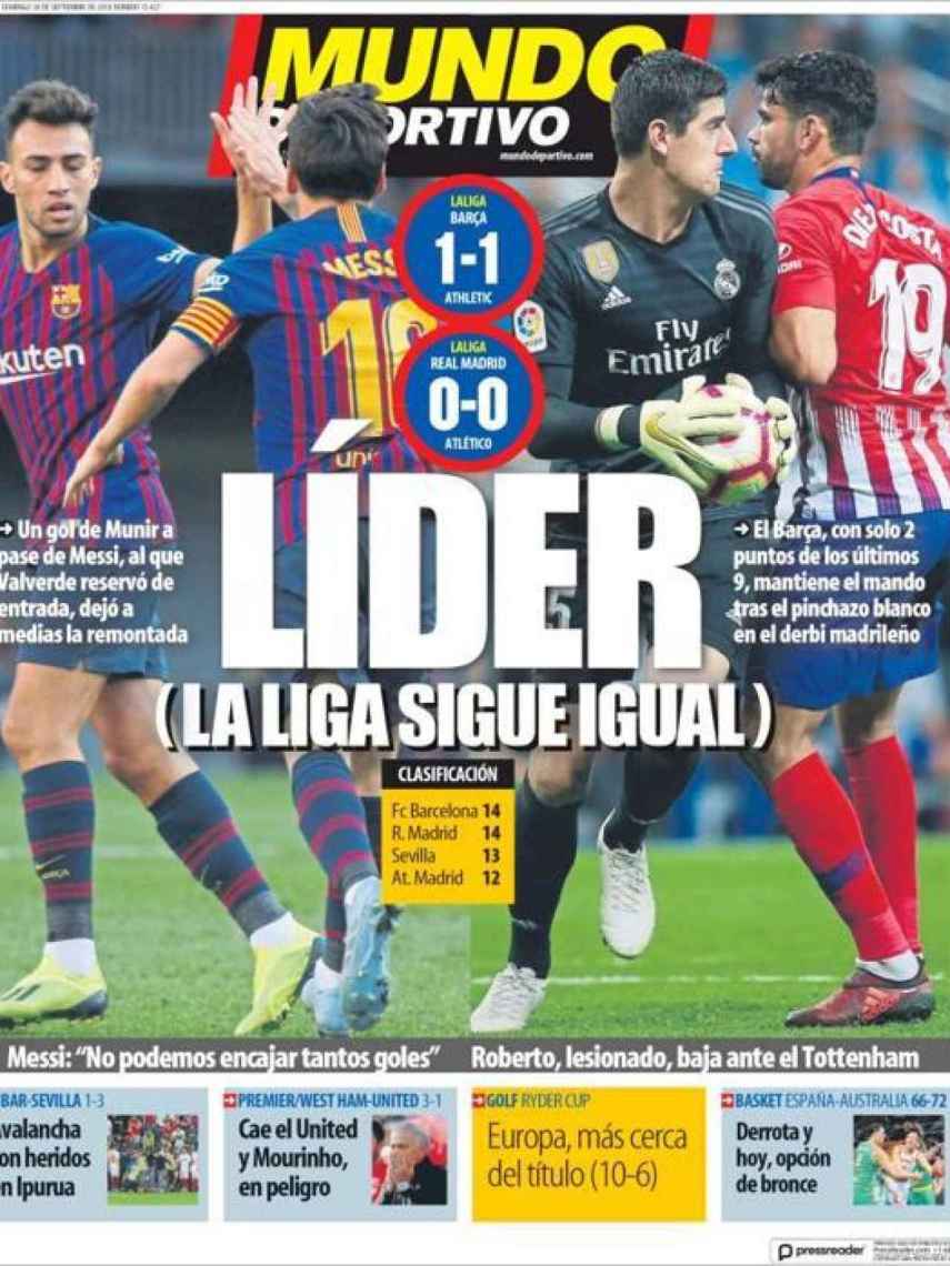La portada del Mundo Deportivo (30/09/2018)