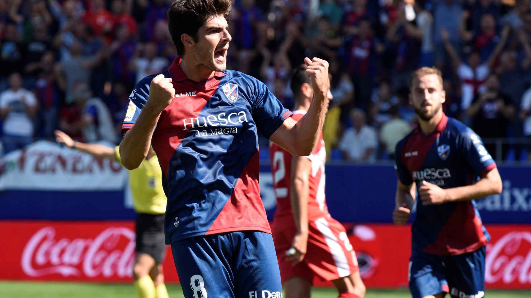 Melero celebra su gol ante el Girona