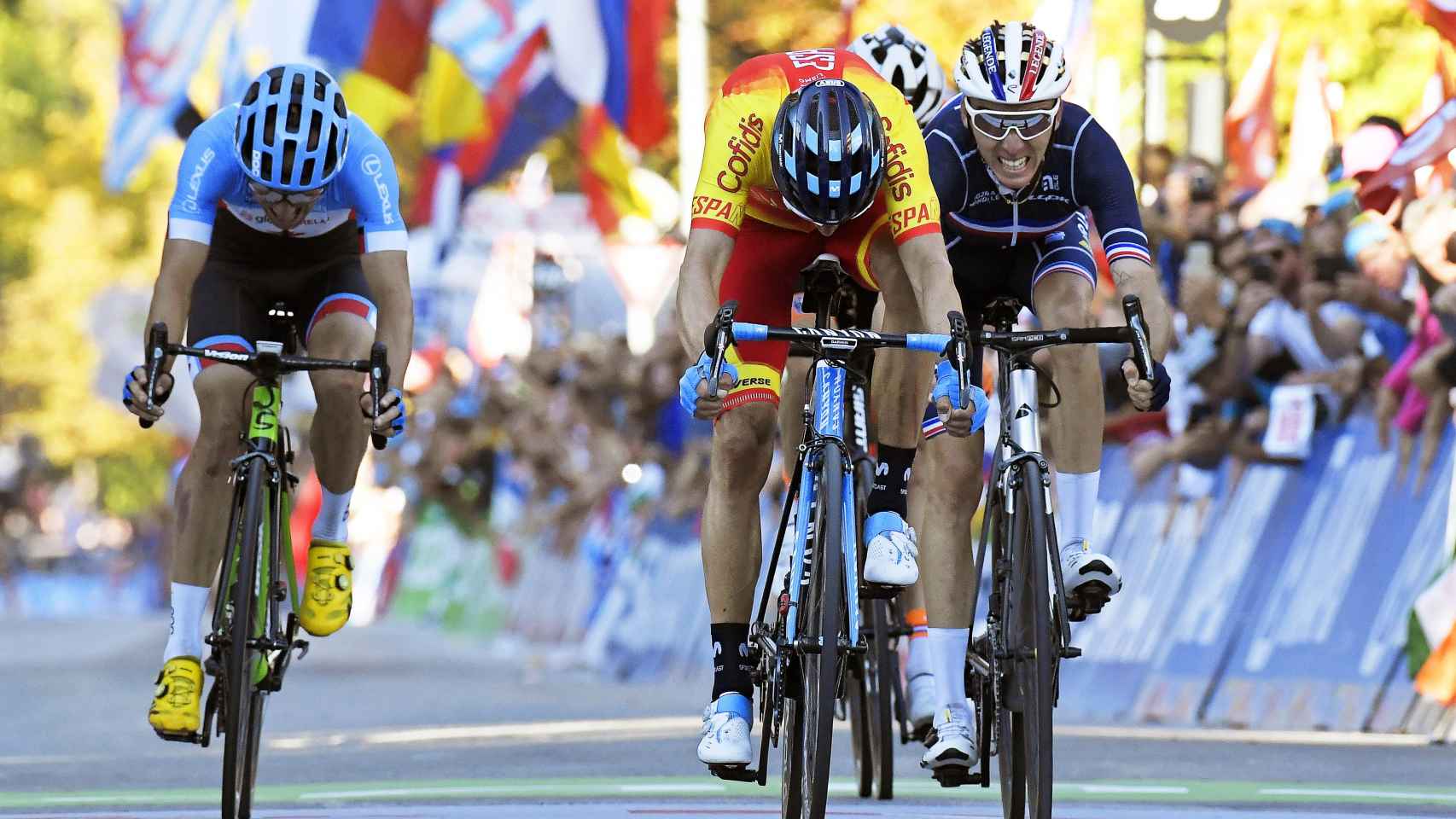 Esprint final del Mundial de ciclismo ganado por Valverde