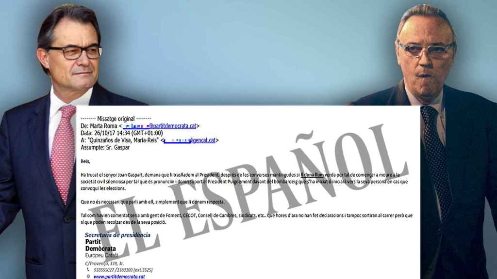 El expresident Artur Mas y Joan Gaspart, empresario y exdirigente del FC Barcelona, maniobraron vía mail por evitar la DUI.