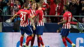 Los jugadores del Atlético celebrando un gol