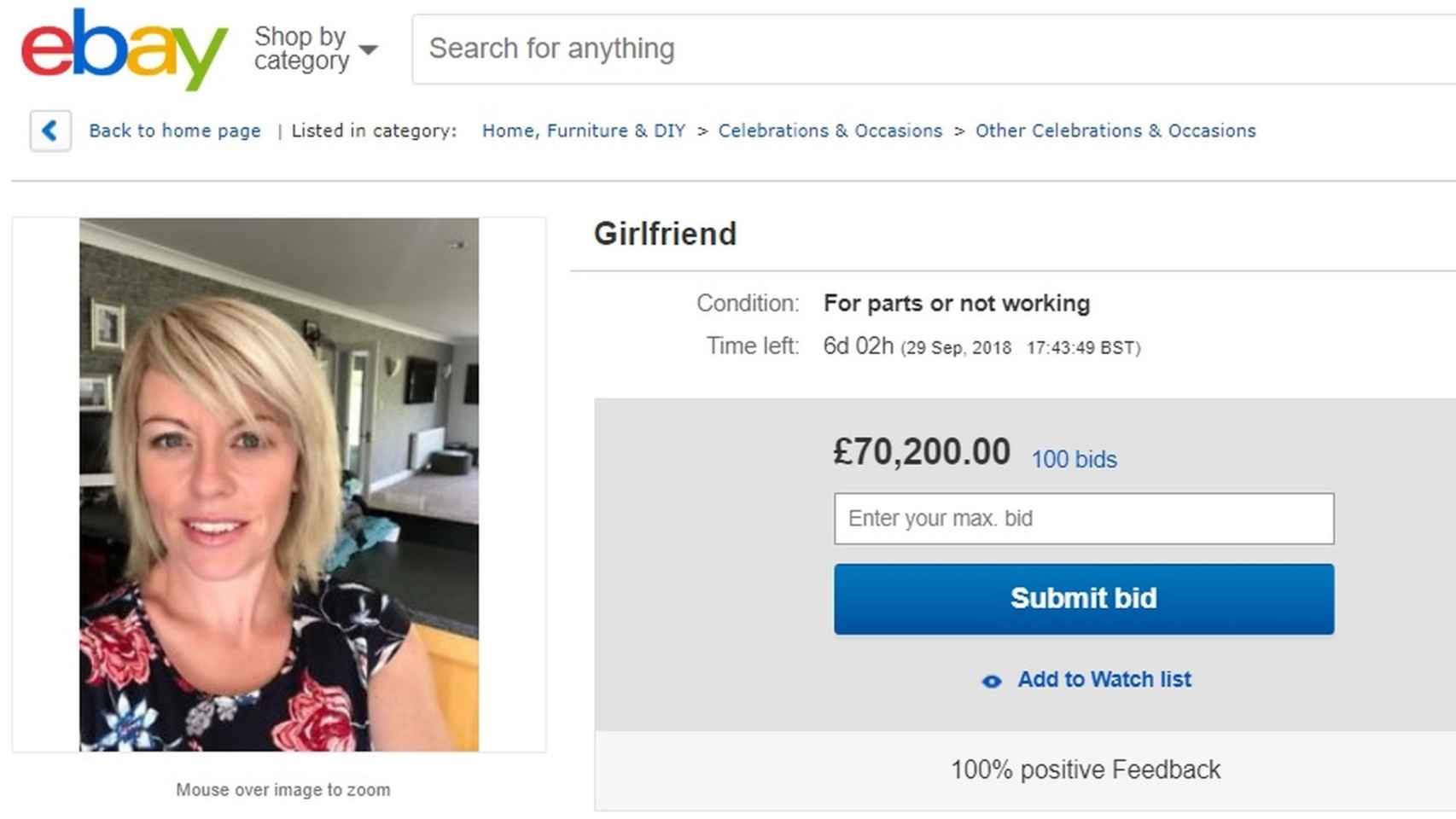 Un hombre ofrece a su novia por eBay (y sale mal)