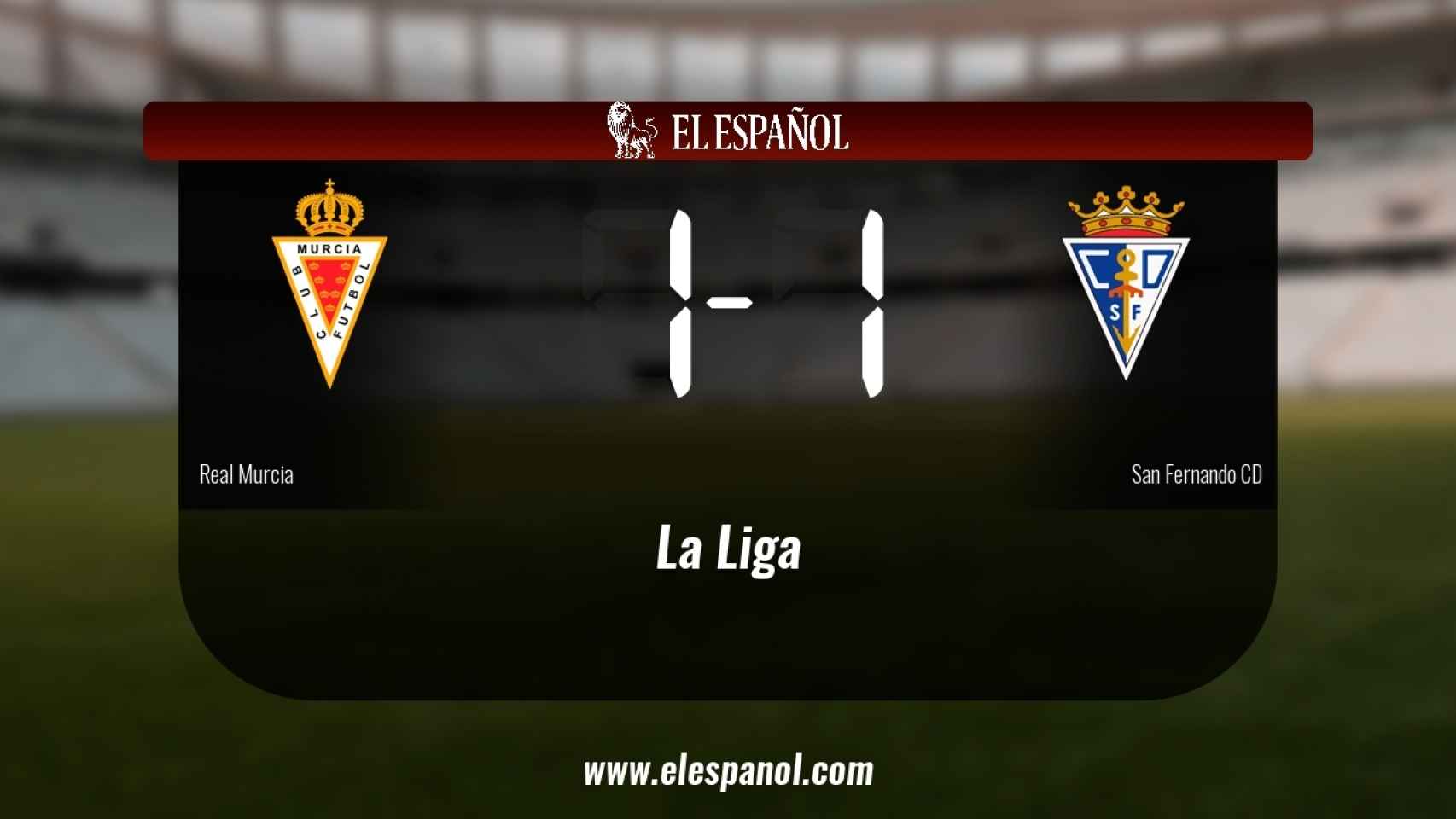 Reparto de puntos entre el Real Murcia y el San Fernando, el marcador final fue 1-1
