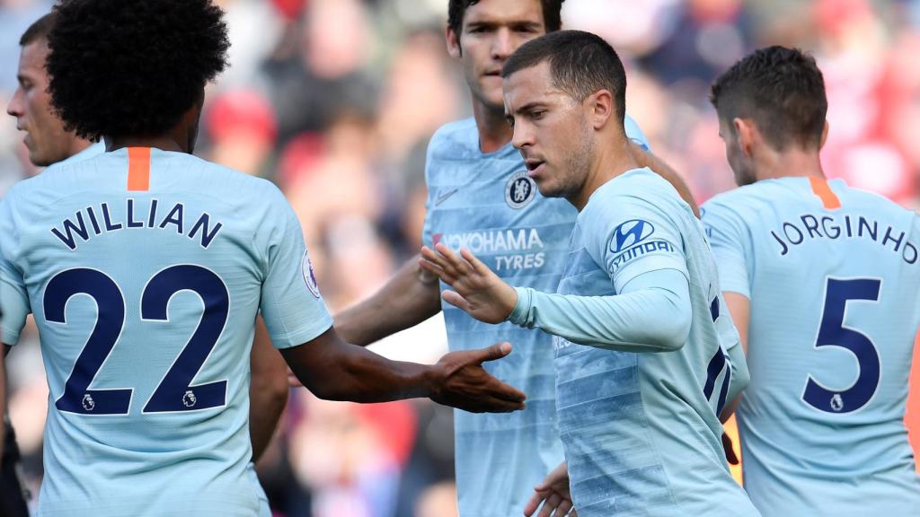 Hazard celebra un gol con el Chelsea