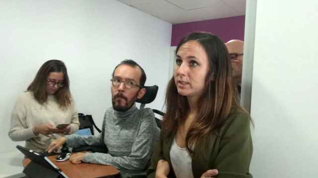 Pablo Echenique y Ione Belarra, en la sede de Podemos en Madrid.