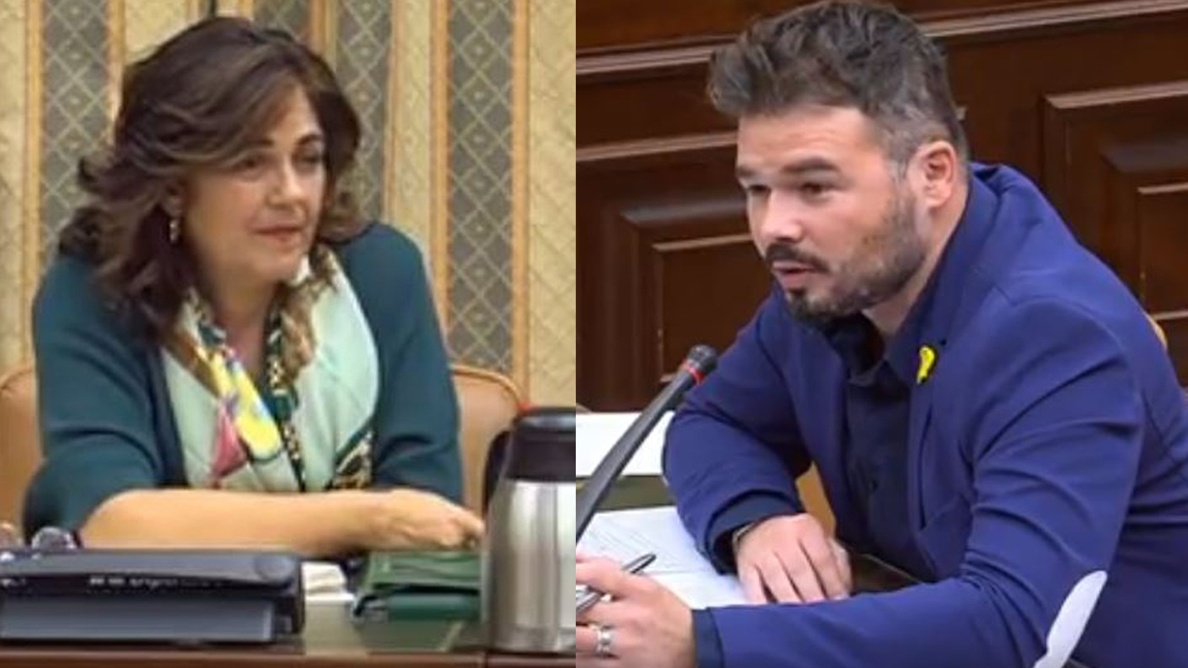 La diputada del PP, Beatriz Escudero, y el de ERC, Gabriel Rufián.