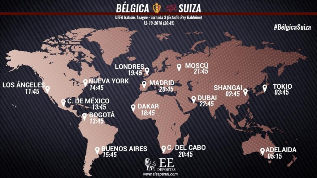 Horario del Bélgica - Suiza