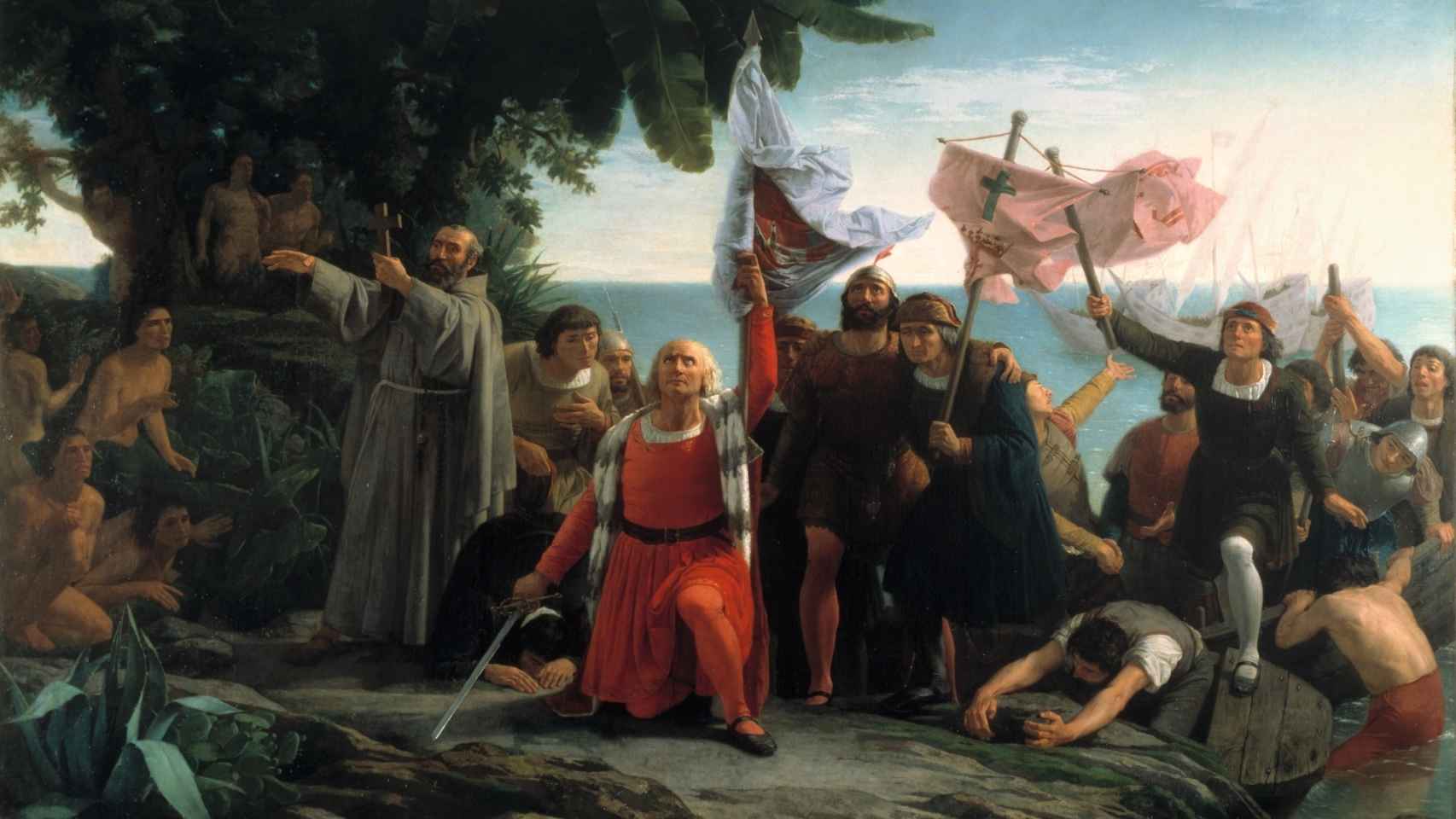 Primer desembarco de Cristóbal Colón en América.