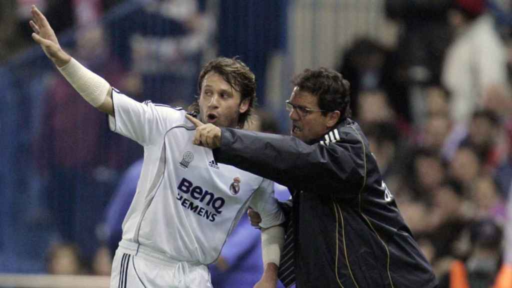Cassano con Capello en el Real Madrid
