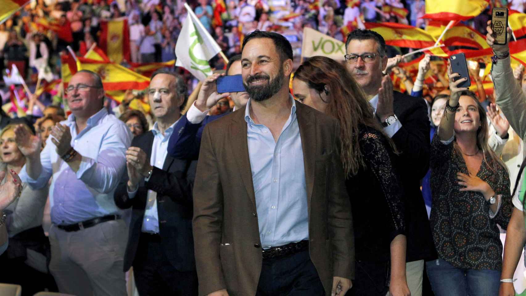 Santiago Abascal, en el acto de Vox celebrado en el Palacio Vistalegre de Madrid.