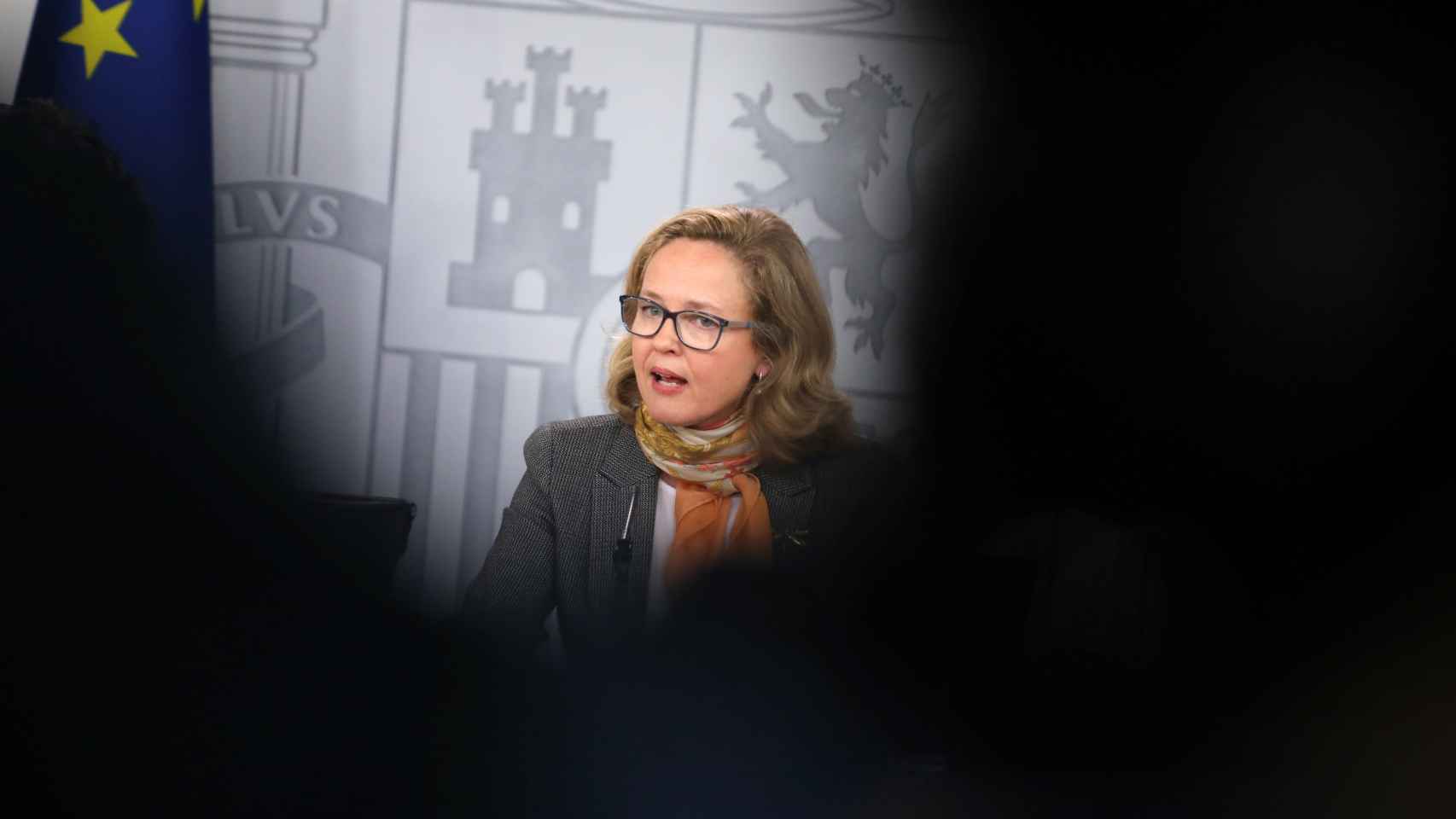Nadia Calviño, ministra de Economía, durante la rueda de prensa tras el Consejo de Ministros.
