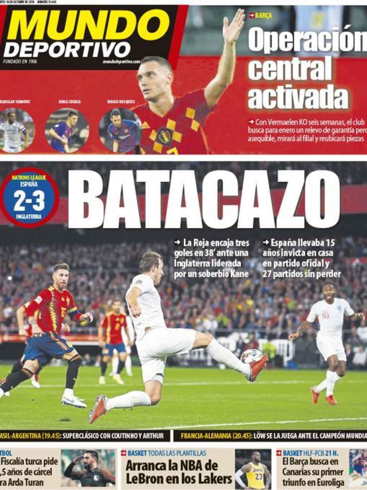 La portada del diario Mundo Deportivo (16/10/2018)