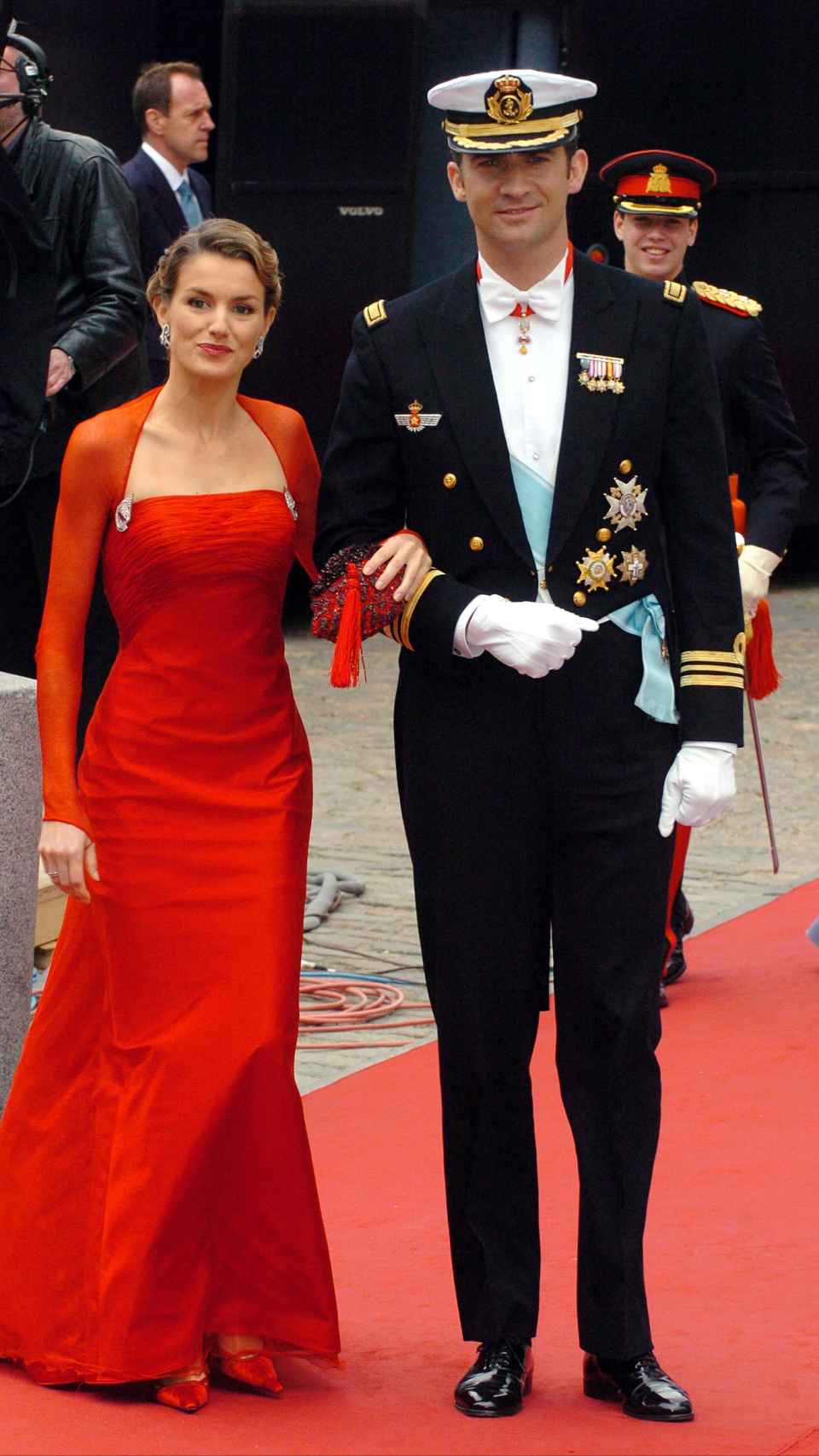 Letizia, vestida de Lorenzo Caprile en la boda de Federico de Dinamarca y Mary Donaldson.
