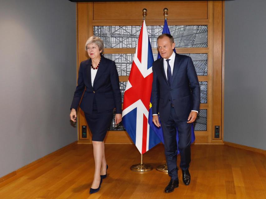 May se ha reunido con el presidente del Consejo Europeo, Donald Tusk