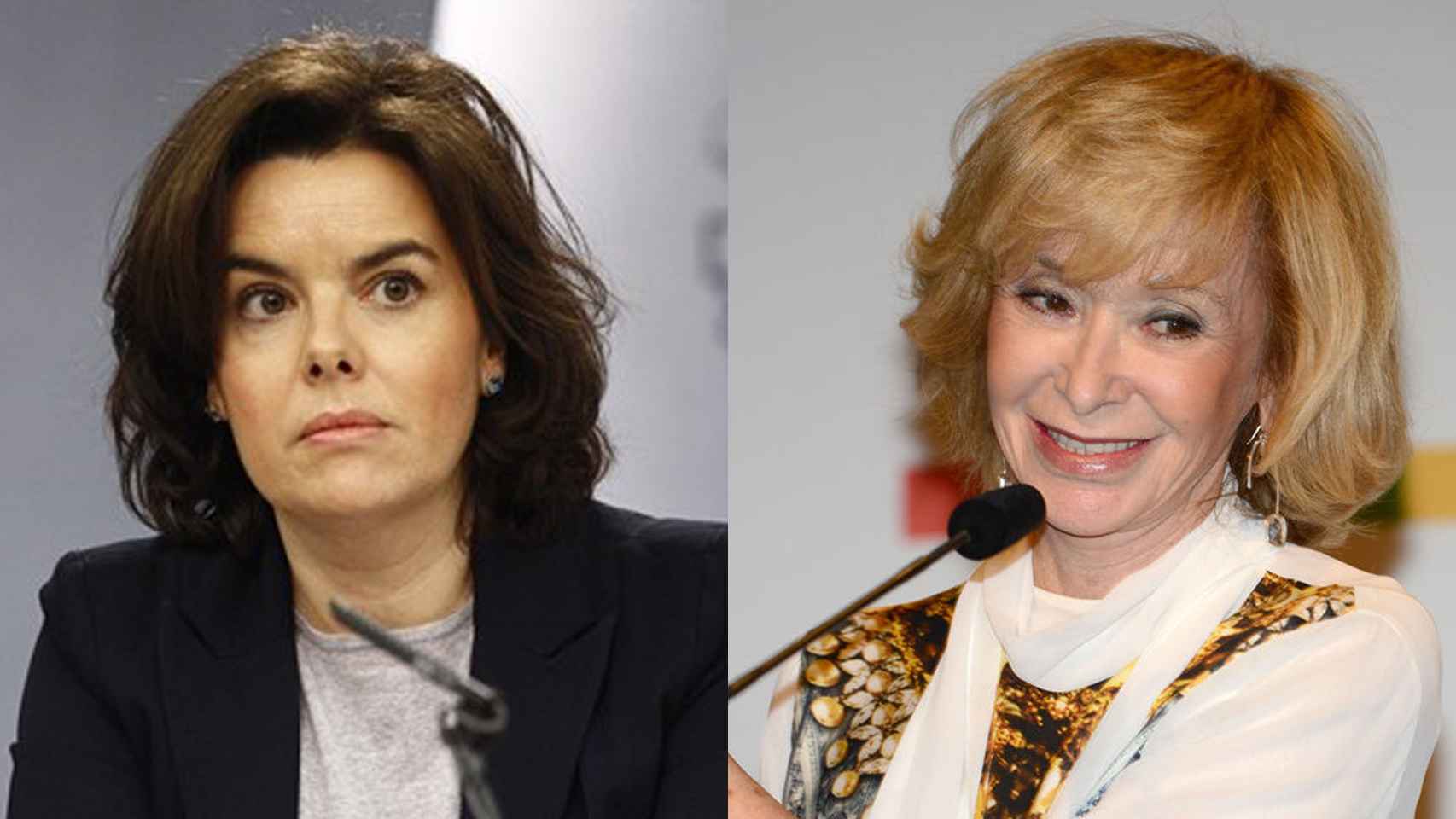 Las dos exvicepresidentas, Soraya Sáenz de Santamaría (i) y María Teresa Fernández de la Vega.