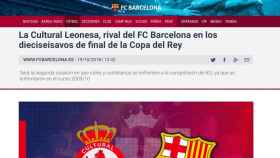 El comunicado de la web del FC Barcelona que se refería mal a la Cultural Leonesa