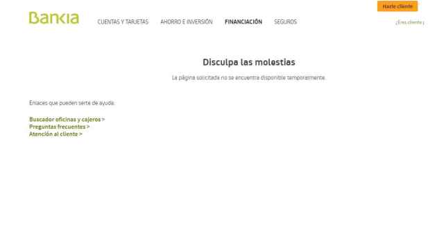 Pantallazo de la web de Bankia.