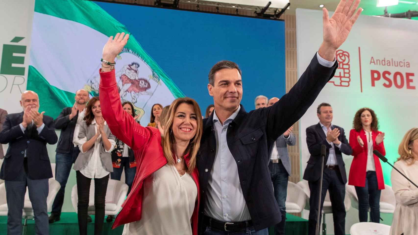 Pedro Sánchez y Susana Díaz en la proclamación de la candidata andaluza.