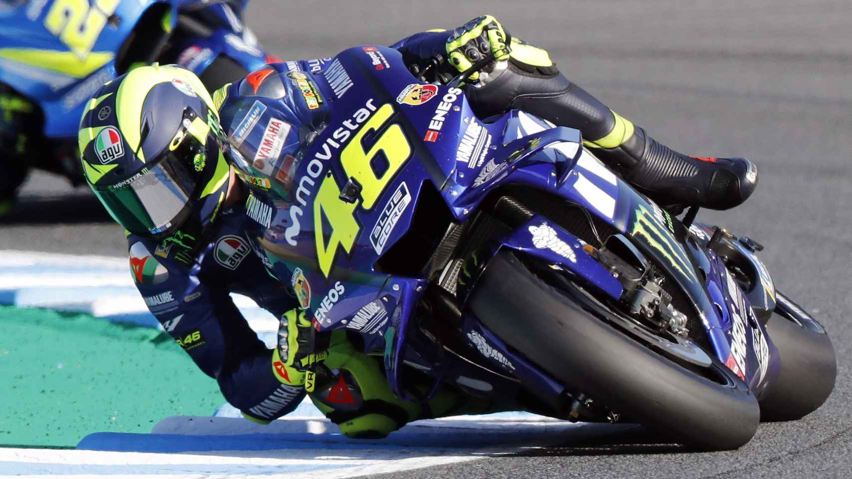 Valentino Rossi, del equipo Yamaha, patrocinado hasta este noviembre por Movistar.