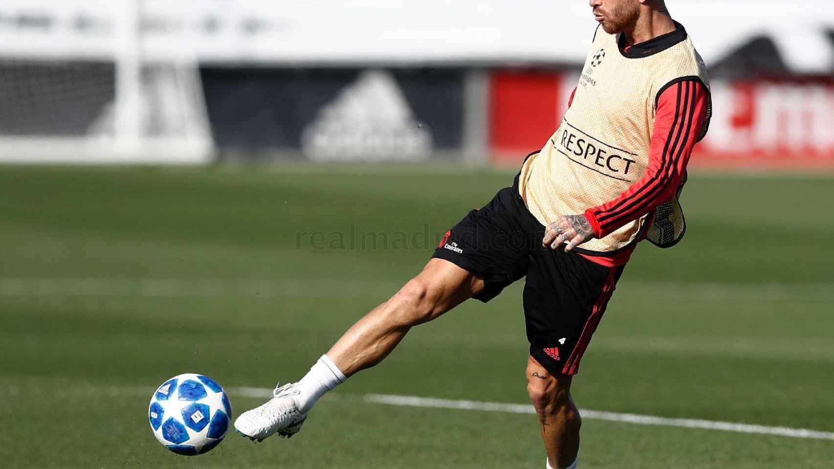 Sergio Ramos durante el entrenamiento