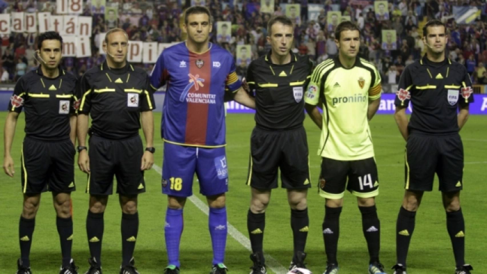 Los capitanes de los equipos previos al Levante - Zaragoza investigado por amaño. Foto: levanteud.com