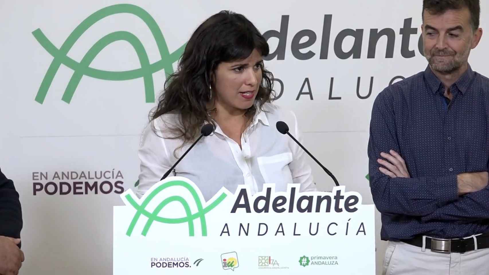 Teresa Rodríguiez, líder de Podemos Andalucía, y Antonio Maíllo, de IU.