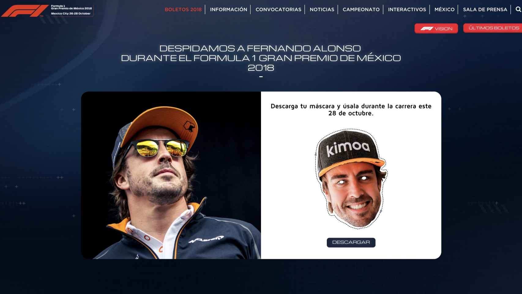 Homenaje del GP de México a Fernando Alonso