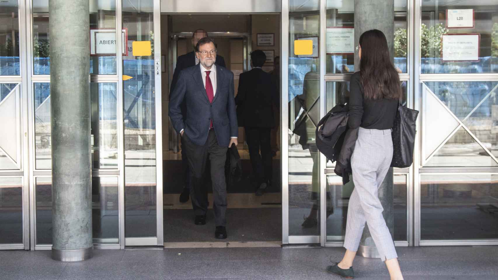 Rajoy, este miércoles, saliendo del Registro Mercantil de Madrid.