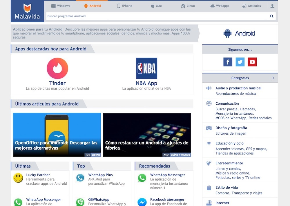 Malavida: Descargar Aplicaciones para Android Gratis. Apps 100