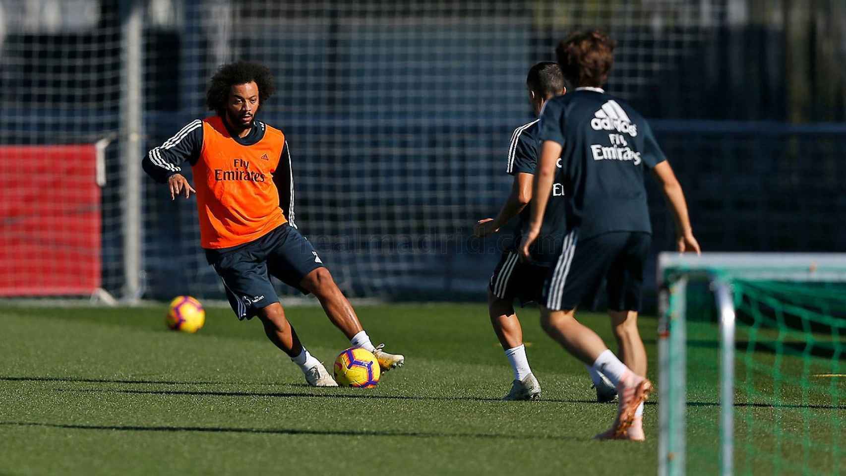 Marcelo se entrena en Valdebebas con el Real Madrid