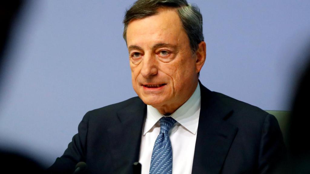 El presidente del BCE, Mario Draghi, durante la rueda de prensa