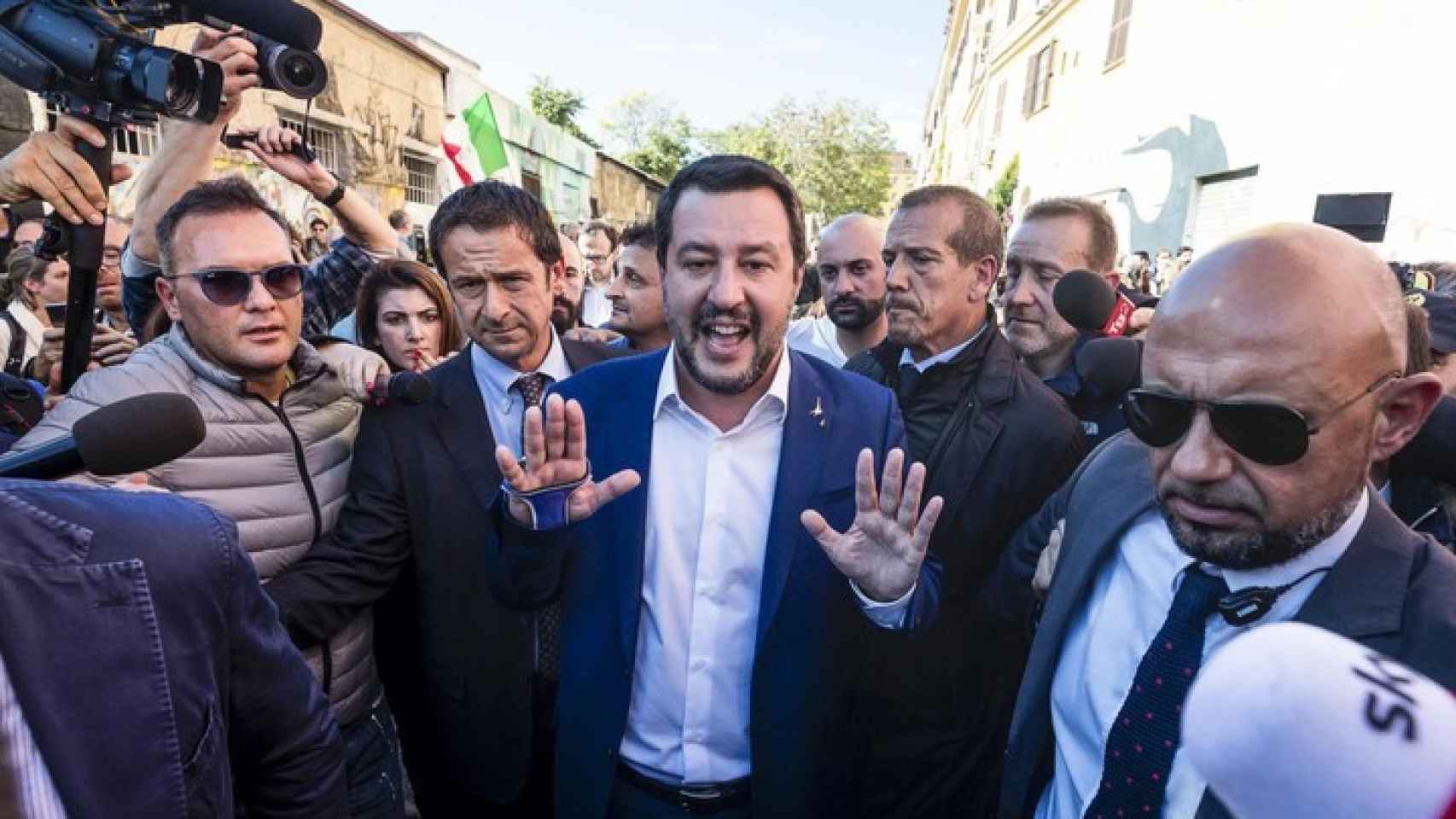 Matteo Salvini llega a San Lorenzo.