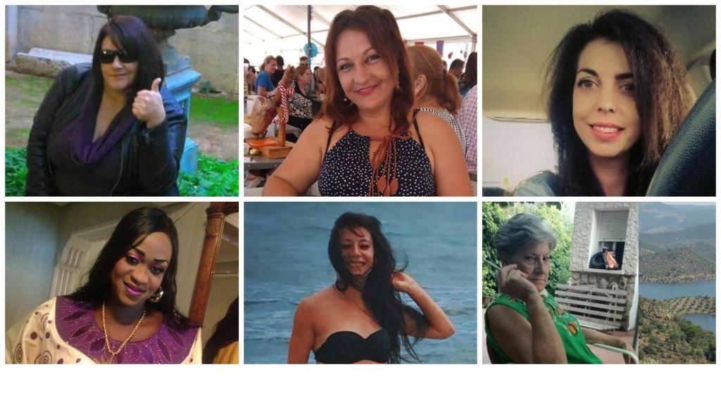 Josefa Martínez, María Manuela Castillo, Nuria Alonso, Maguette Mbeugou, María Blázquez y María José Pallarés, seis de las asesinadas en las tres semanas trágicas.