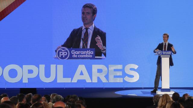 Pablo Casado en la interparlamentareia del PP en Sevilla.