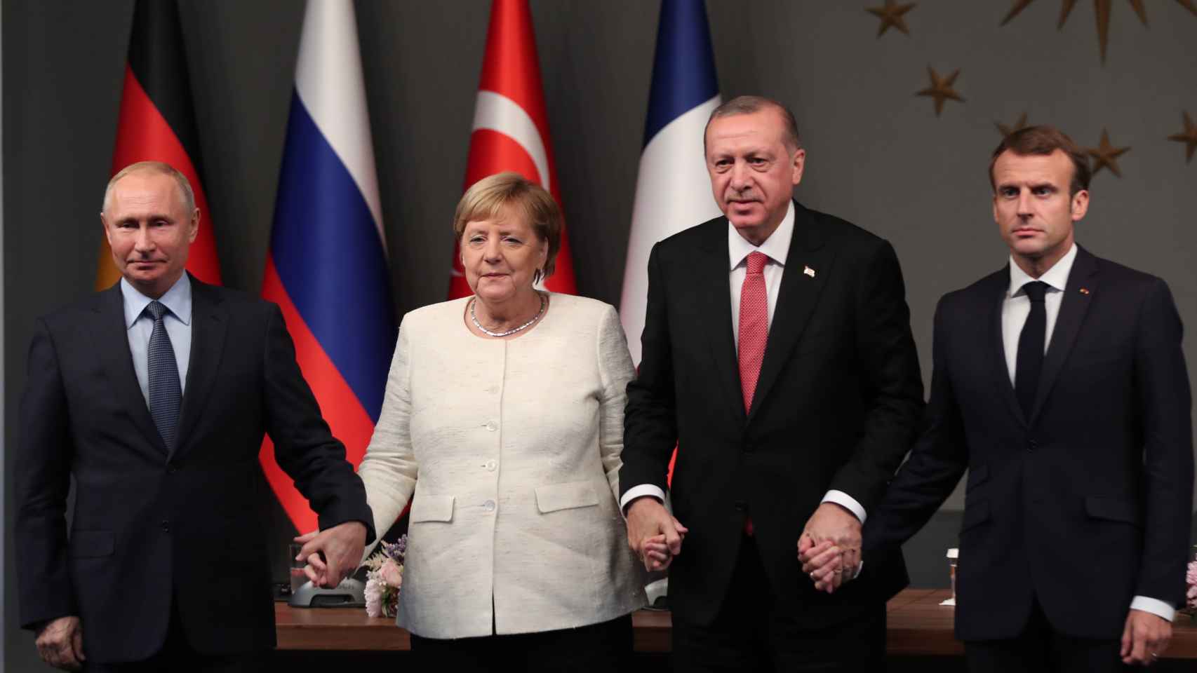 Putin, Merkel, Erdogan y Macron en rueda de prensa tras la cumbre sobre Siria en Estambul