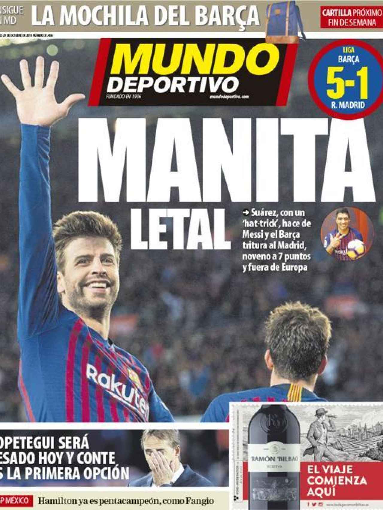 La portada del diario Mundo Deportivo (29/10/2018)
