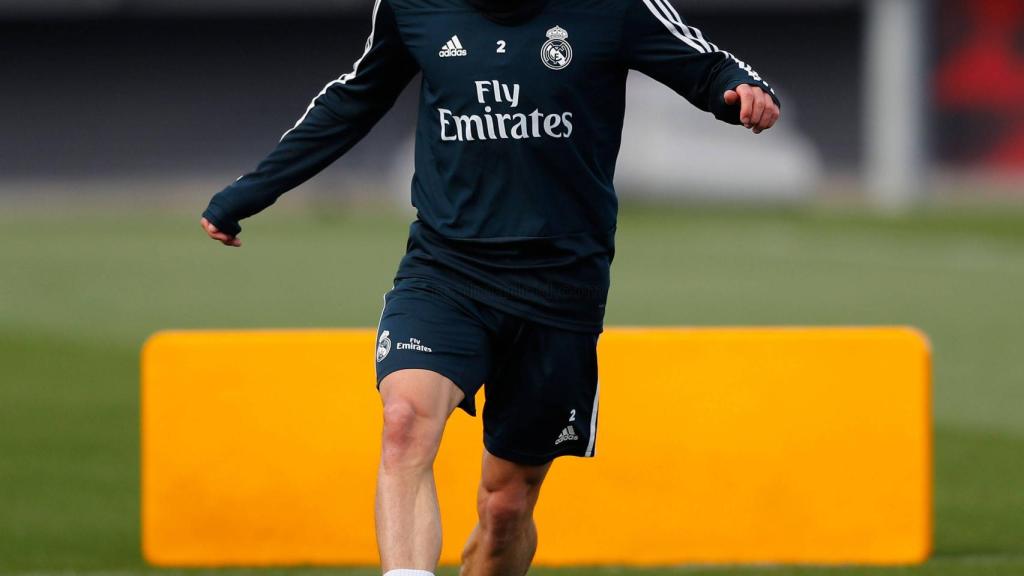 Carvajal, en un entrenamiento del Real Madrid