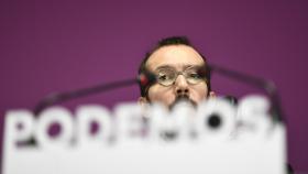 Pablo Echenique, secretario de Organización de Podemos, en rueda de prensa.