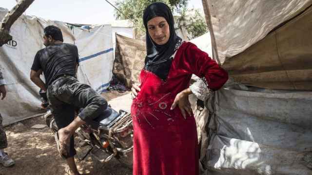 Una mujer refugiada embarazada.