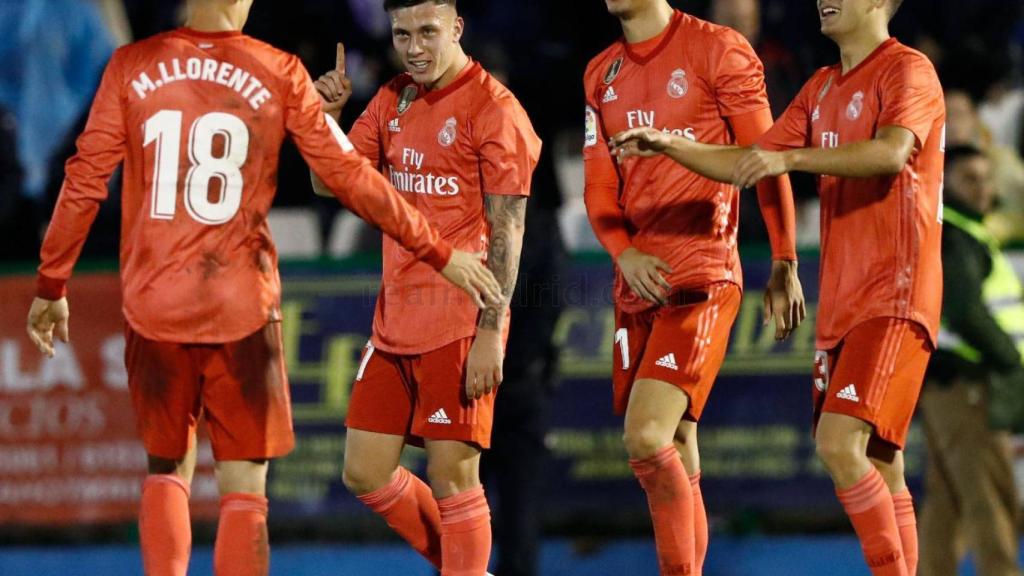 Javi Sánchez celebra el gol de Cristo