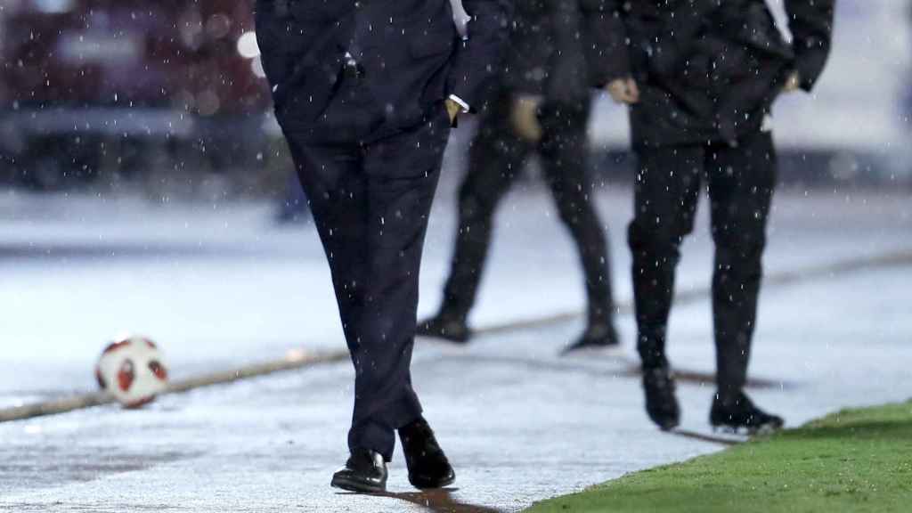 El entrenador del Real Madrid Santiago Solari durante el partido frente al Melilla