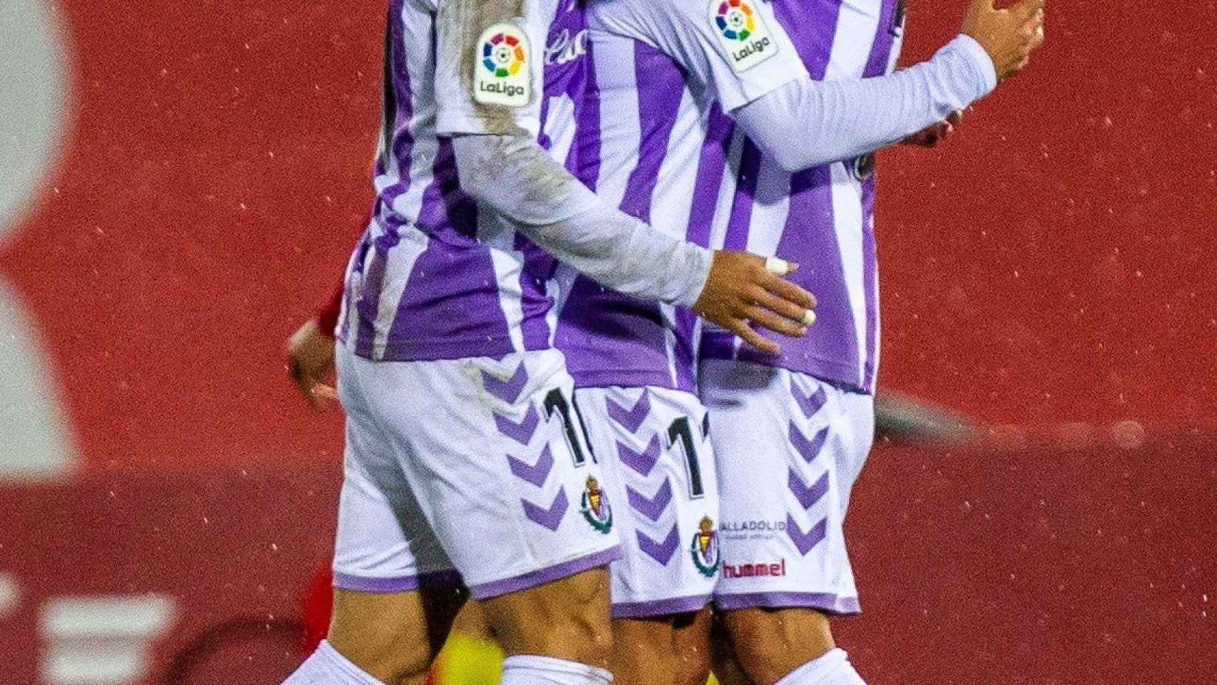 Los jugadores del Real Valladolid celebrando un gol