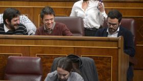 Parte del grupo parlamentario de Unidos Podemos en el Congreso.