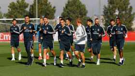 Los jugadores del Real Madrid en el entrenamiento posterior al Melilla - Real Madrid