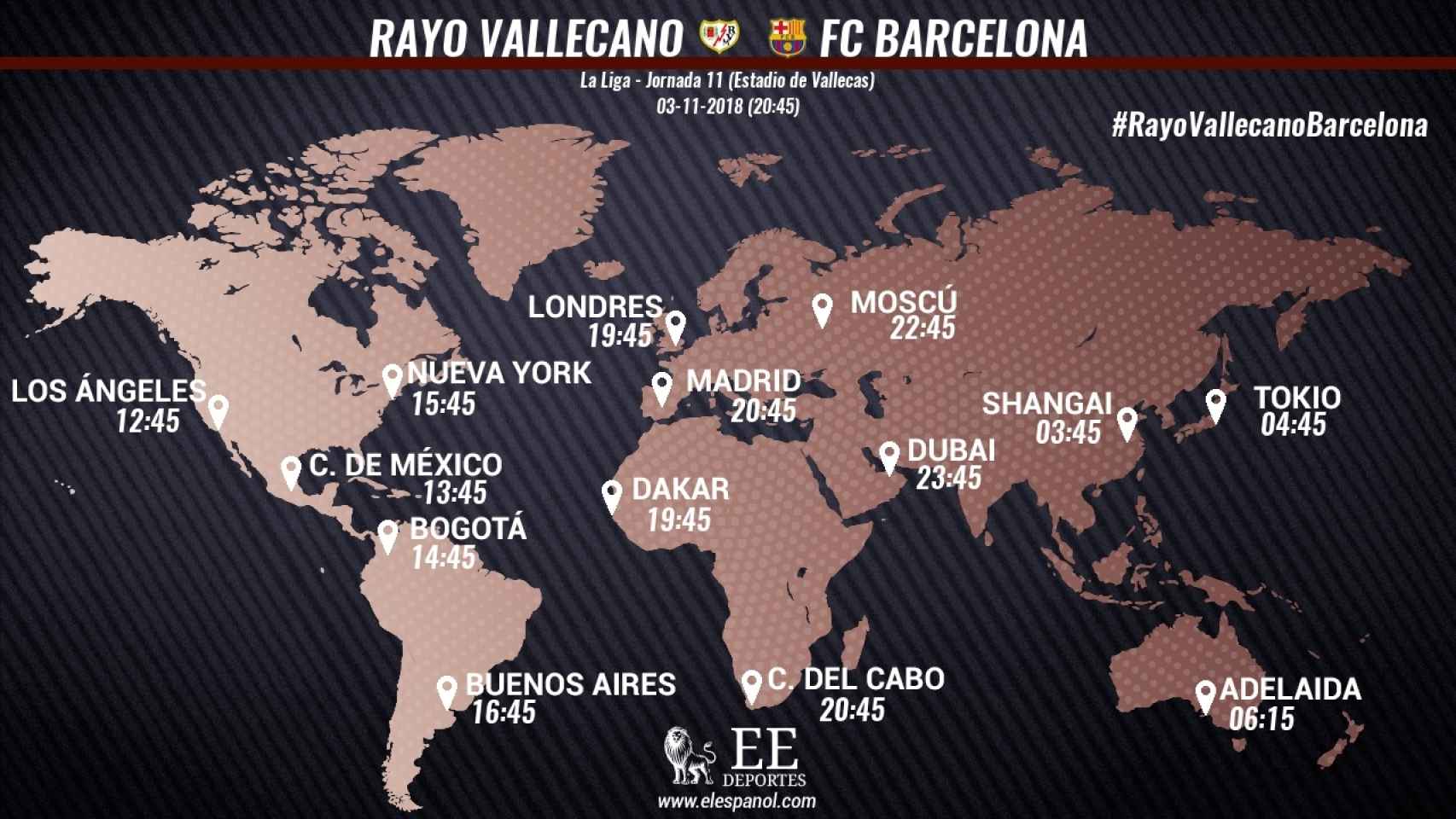 Horario internacional del Rayo Vallecano - Barcelona