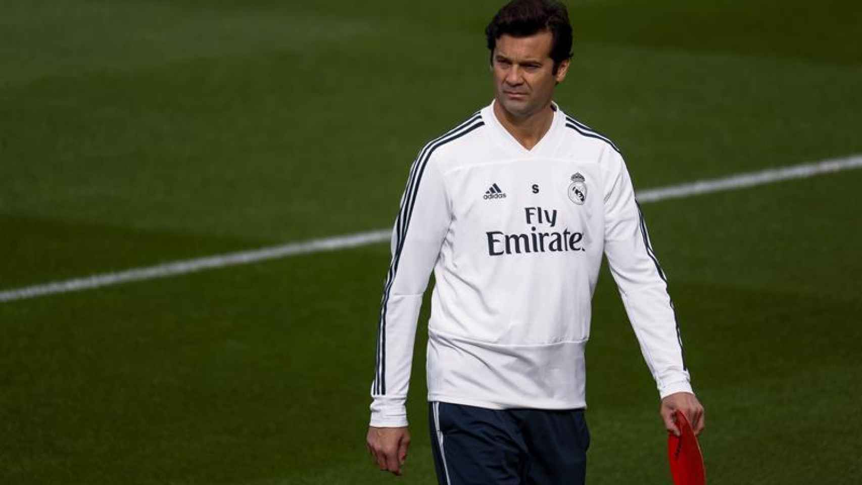 Solari, en un entrenamiento del Real Madrid.
